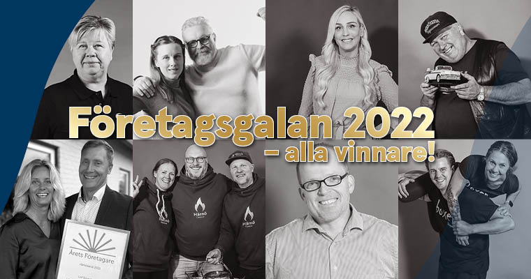 Bildkollage med de åtta vinnarna på Företagsgalan 2022.