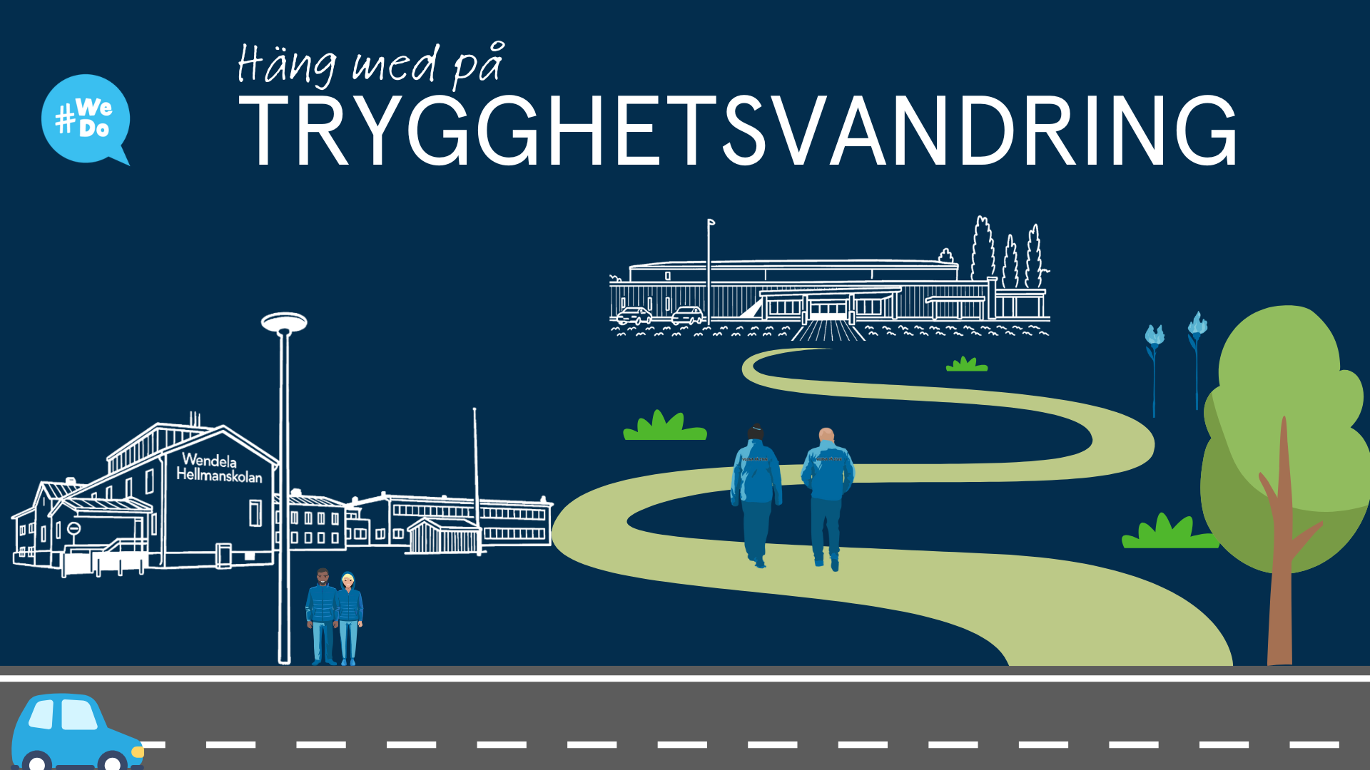 En flygbild över centrala Härnösand.