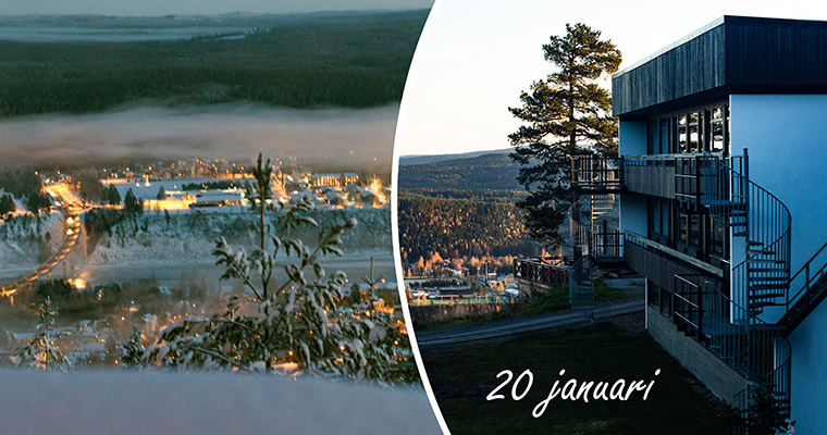 Hotell Hallstaberget och utsikt över Sollefteå.