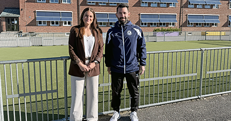 Anna Prytz, rektor Brännakoslan och Andreas Gisselman, lärare fotibollsgymnasiet LIU.
