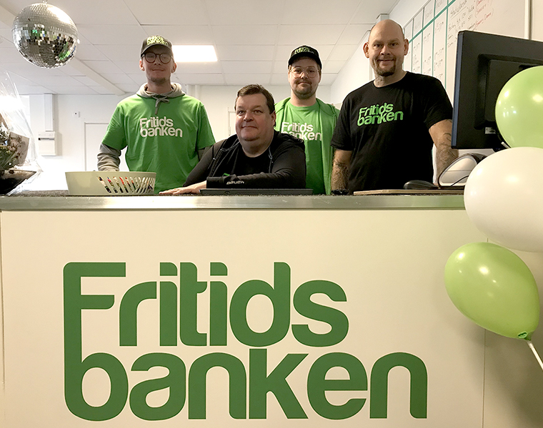 Simon Engström, Olle Östman, Daniel Östman och Håkan Nordahl kommer att sköta utlåning på Fritidsbanken.