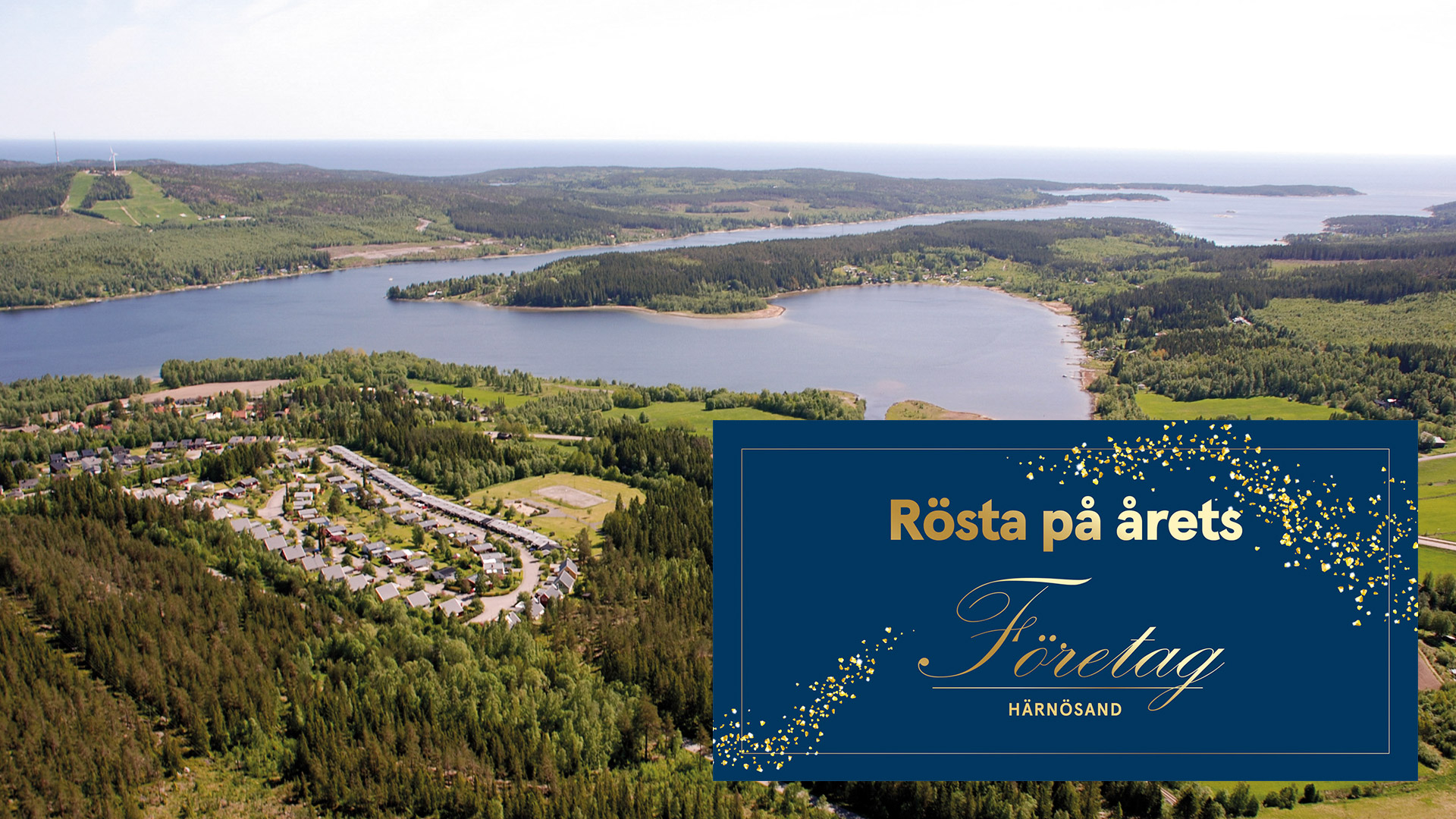 En flygbild över Härnösand.