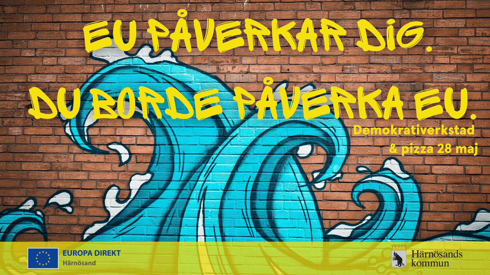 En flygbild över centrala Härnösand.