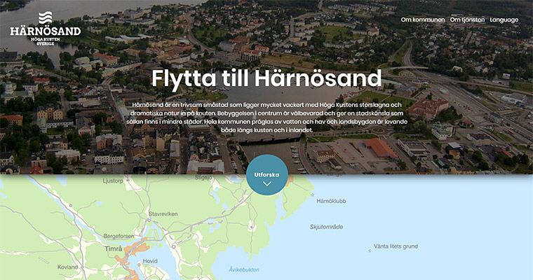 Illustration av hemsidan "Flytta till Härnösand".