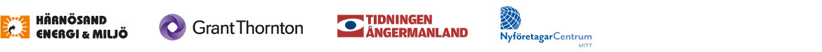 Logotyper: HEMAB, Grant Thornton, Tidningen Ångermanland och Nyföretagarcentrum Mitt.