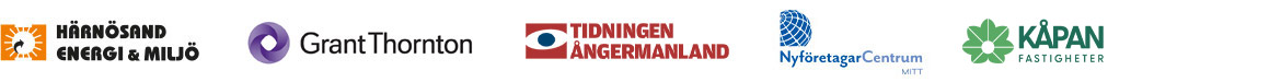 Logotyper: HEMAB, Grant Thornton, Tidningen Ångermanland, Nyföretagarcentrum Mitt och KÅPAN Fastigheter.