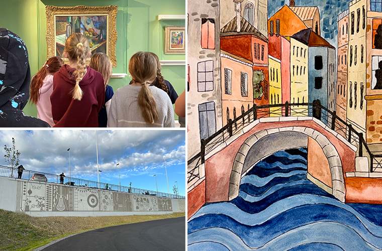 Bildmontage på aktuella aktiviteter på Härnösands Konsthall