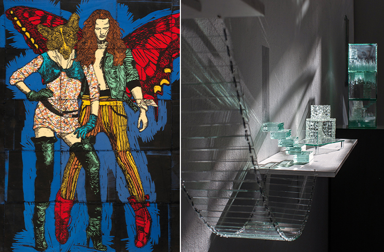 Bildmontage med verk av Fredrik Lindqvist och Mafune Gonjo.