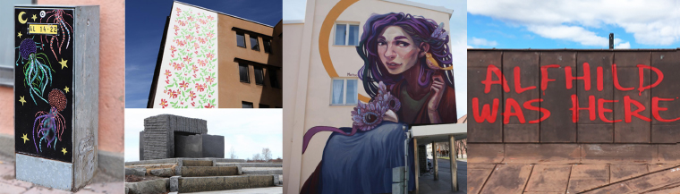 Bildmontage med offentliga konstverk i Härnösand