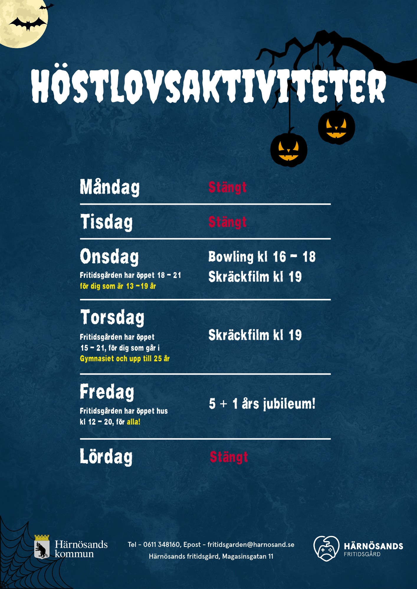 Affisch för höstlovsaktiviteter