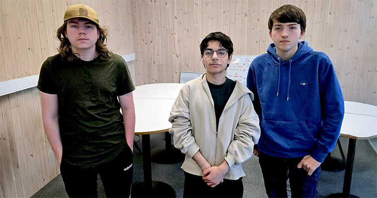 Max Fahlen, Jaad Zriek och Lucaz Tjärnmo.