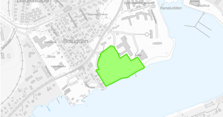 karta med ett område markerat med grönt