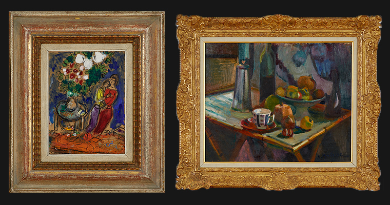 Bildmontage med verk av Marc Chagall och Henri Matisse