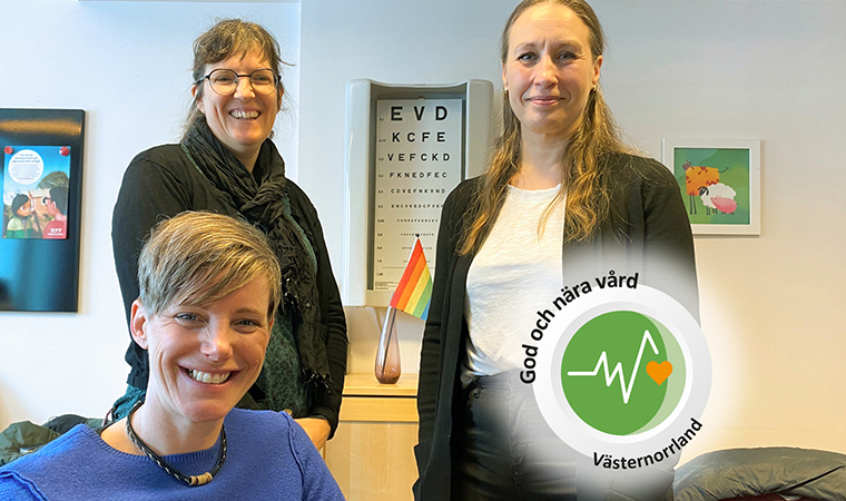 Bild på tre personer är delaktiga i projektet HLT, Hälsa - Lärande - Trygghet, i Härnösand. 