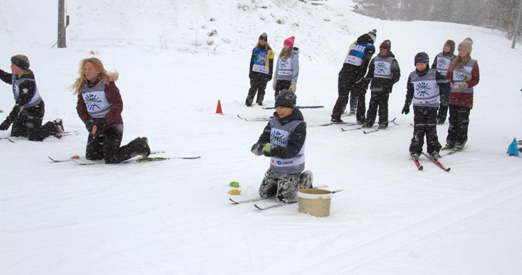skidskytte med ärtpåsar