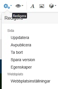Redigera webbplats i Sitevision meny