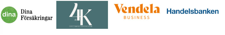 Logotyper: Dina Försäkringar, de 4K, Vendela Business och Handelsbanken.