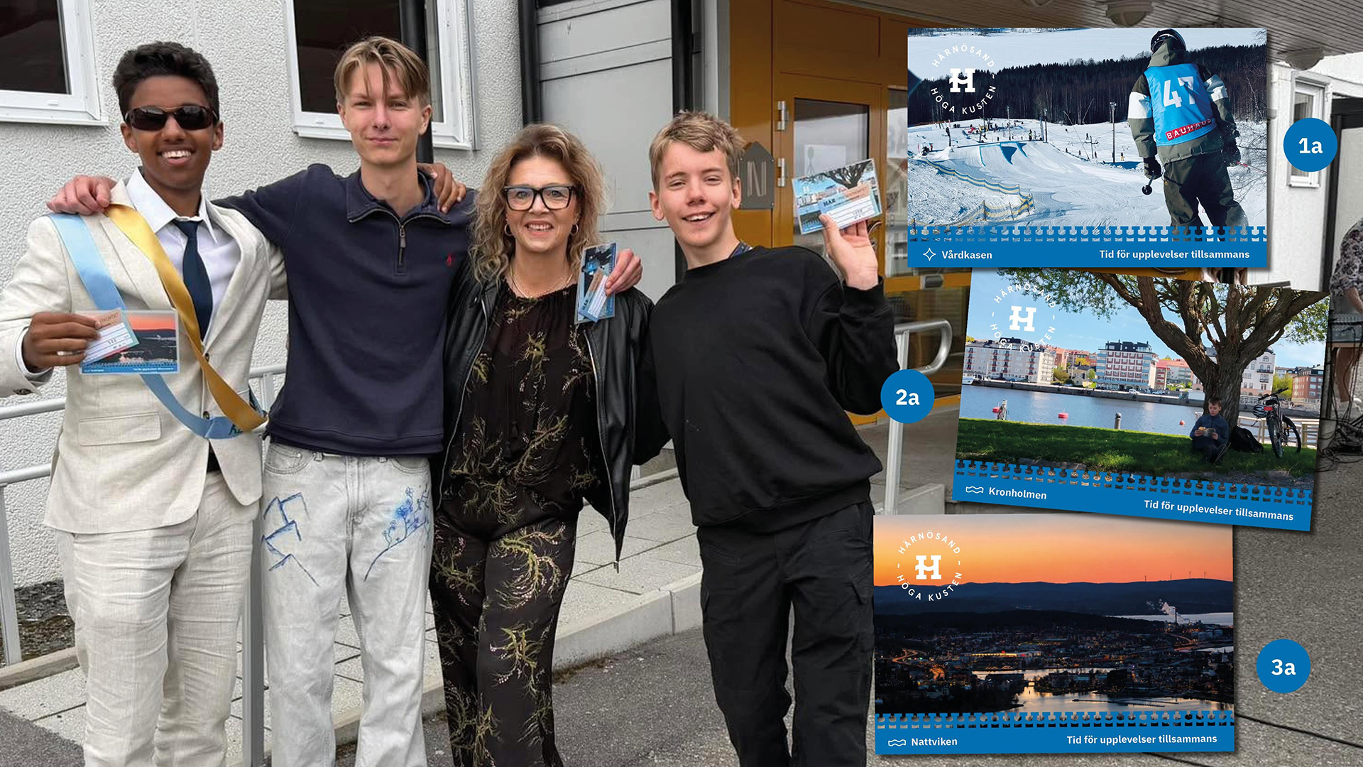 En flygbild över centrala Härnösand.