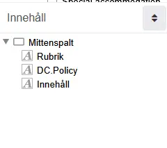 visa sid struktur på en sitevision mall för sdg