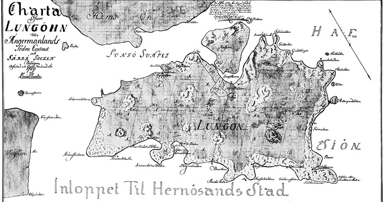 Karta över Lungön från 1760.