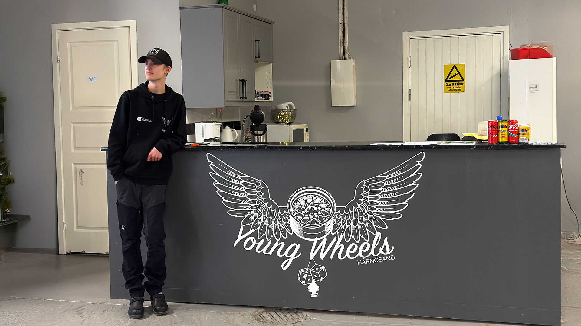 En flygbild över centrala Härnösand.