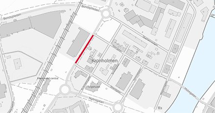 karta med en sträcka markerad med rött