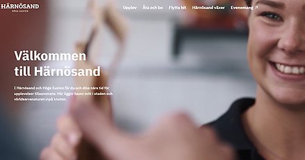 webbsida med rubriken "Välkommen till Härnösand".