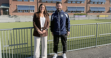 Anna Prytz, rektor Brännakoslan och Andreas Gisselman, lärare fotibollsgymnasiet LIU.