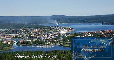 En flygbild över Härnösand.