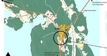 karta med ett område inringat