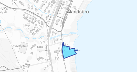kartbild med ett område markerat med blått