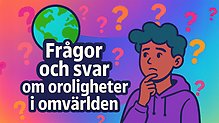 Illustrerad bild som visar en ung person, en jordglob och frågetecken