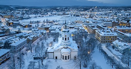 Vintervy över Härnösand. 