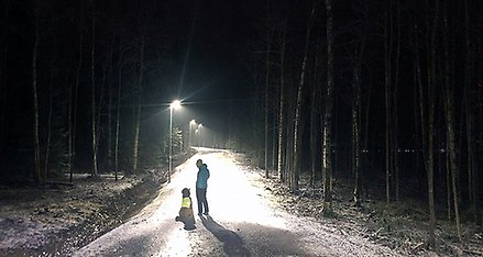 Människa med hund vid Godstjärn