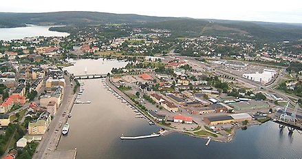 Flygbild över Härnösands stadskärna