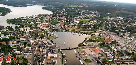 Flygbild över Härnösands stadskärna