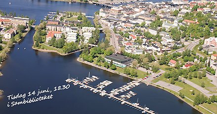 En flygbild över Parken och Simhallen på Kanaludden.