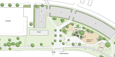 skiss över ett parkområde