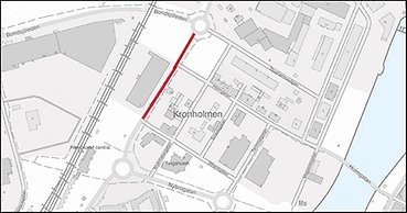 karta med en sträcka markerad med rött