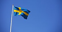 flagga: svensk: blågul: flaggstång
