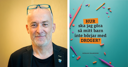 Bildmontage. Porträttbild på Håkan Framsson med glasögon i pannan och bokomslagsbild med titeln som text.