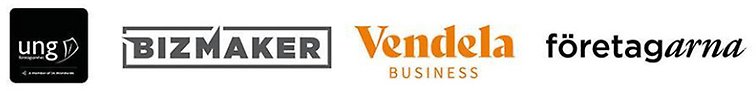 Logotyper: Ung företagsamhet, Bizmaker, Vendela Business och Företagarna.