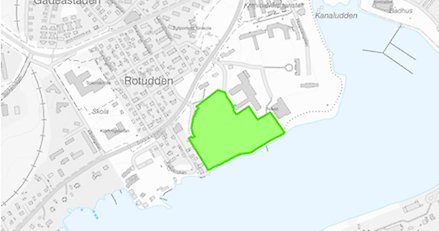 karta med ett område markerat med grönt