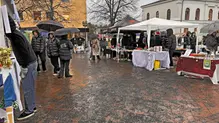 En översiktsbild på torget i Härnösand under UF marknad