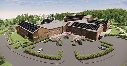 Skiss av en stor byggnad