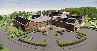 Skiss av en stor byggnad