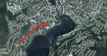 karta med en sträcka markerad med rött