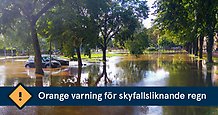 Orange varning för skyfallsliknande regn.