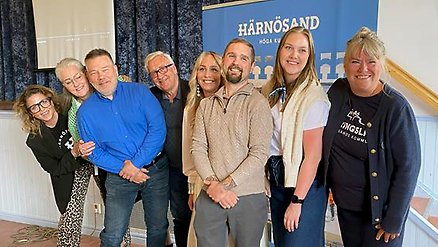 Medverkande vid Företagsfrukosten, från vänster Marie Zetterlund, Anna Gradin, Martin Thorén, Ingemar Wiklander, Annika Kornijenko, Tobias Ytterman, Eva-Lotta Öberg och Petra Forsström.