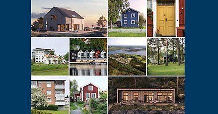 bildcollage på olika typer av bostäder